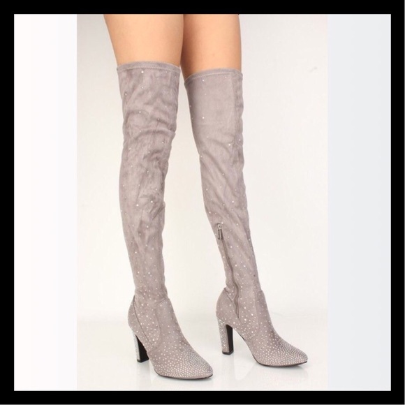 ❤️Size 8 Cape Robbin Rhinestone Thigh High Boot - Picture 6 of 8